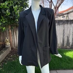 Vtg 80's Lady Van Heusen Black Long Blazer U.S.A Women's Size 11/12